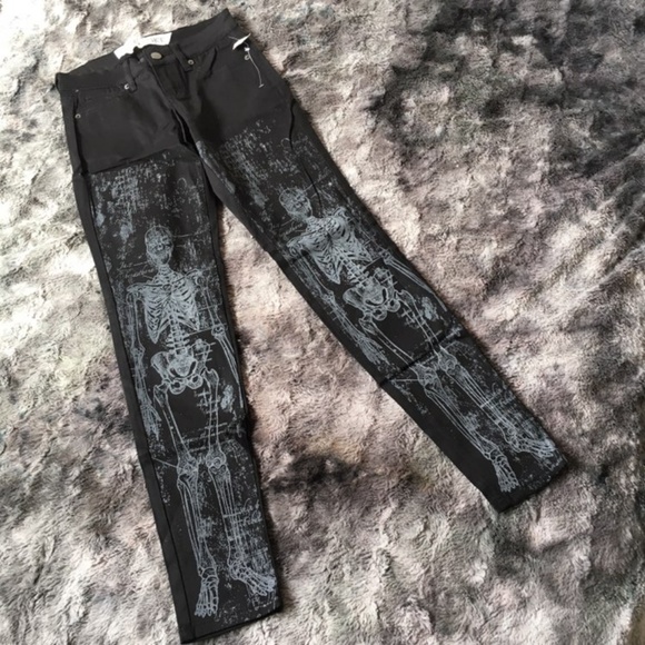 Dolls Kill Denim - Lip Service Skeleton Anatomy Jeans